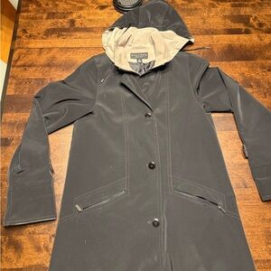 Gallery Black Hooded Trench Coat